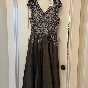 Xscape Beaded Gray Cocktail Dress